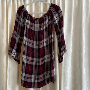 Off the shoulder plaid dress